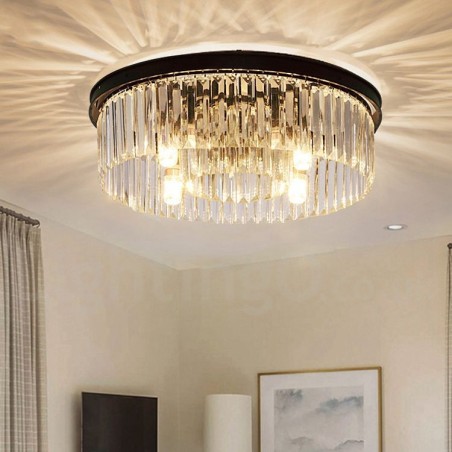 Postmoderní luxusní kulaté křišťálové zapuštěné stropní svítidlo K9 ve výstavní síni Postmoderní luxusní kulaté křišťálové zapuštěné stropní svítidlo K9 ve výstavní síni