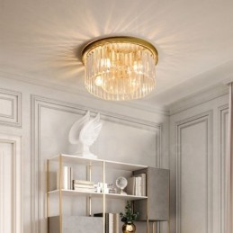 Postmoderní luxusní kulaté křišťálové zapuštěné stropní svítidlo K9 ve výstavní síni