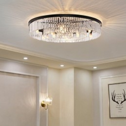 Postmoderní luxusní kulaté křišťálové zapuštěné stropní svítidlo K9 ve výstavní síni