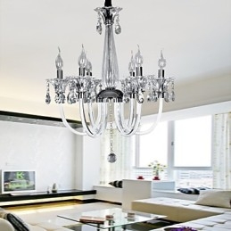 Elegantní křišťálový lustr se 6 světly ve svíčkové žárovce