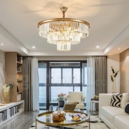Postmoderní luxusní kulatý křišťálový závěsný lustr K9 Výstavní síň