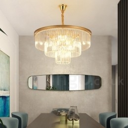 Postmoderní luxusní kulatý křišťálový závěsný lustr K9 Výstavní síň