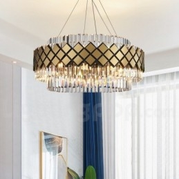 Luxusní moderní zlatý plus černý kulatý křišťálový závěsný lustr K9 výstavní síň