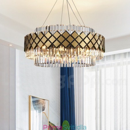 Luxusní moderní zlatý plus černý kulatý křišťálový závěsný lustr K9 výstavní síň Luxusní moderní zlatý plus černý kulatý křišťálový závěsný lustr K9 výstavní síň