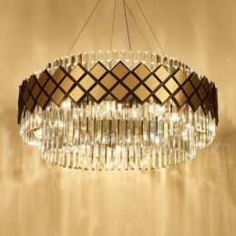Luxusní moderní zlatý plus černý kulatý křišťálový závěsný lustr K9 výstavní síň