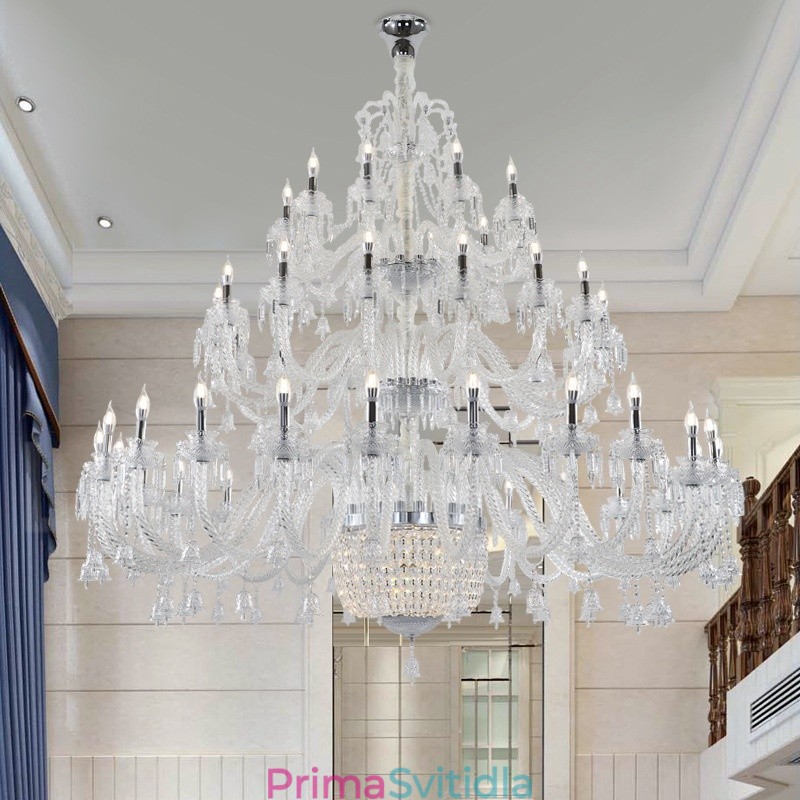 50 Light Clear Elegantní Luxusní křišťálový lustr Výstavní lustr Hal
