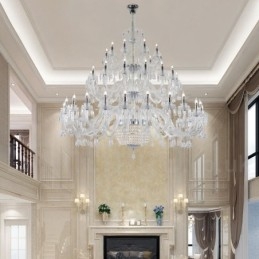 50 Light Clear Elegantní Luxusní křišťálový lustr Výstavní lustr Hal