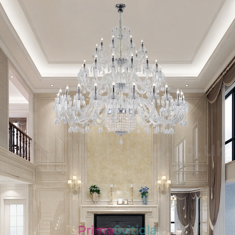 50 Light Clear Elegantní Luxusní křišťálový lustr Výstavní lustr Hal