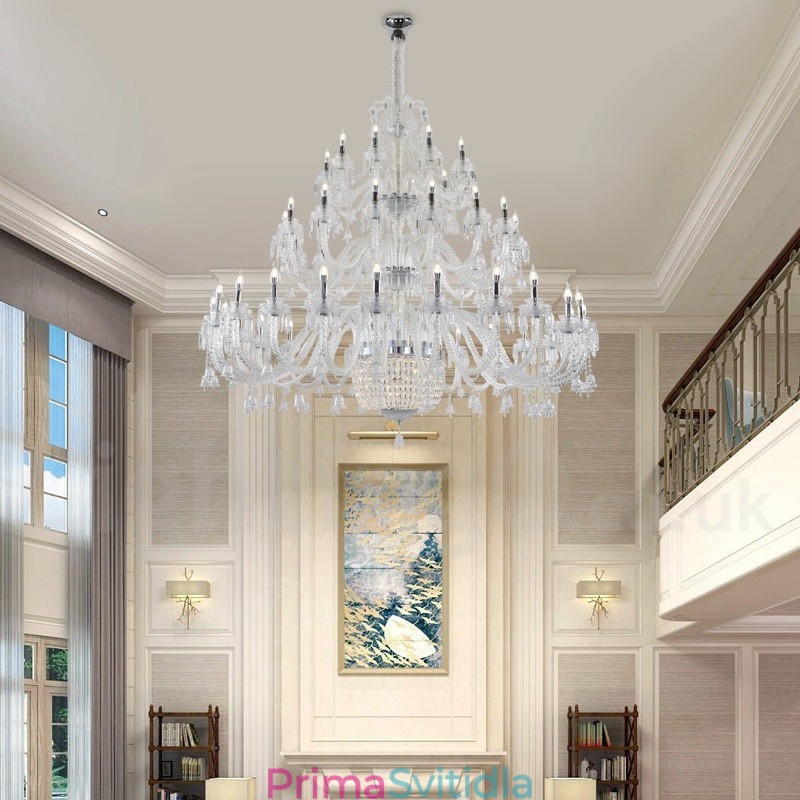 50 Light Clear Elegantní Luxusní křišťálový lustr Výstavní lustr Hal