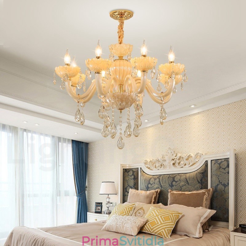 8 Lehký luxusní křišťálový lustr se svíčkou na šampaňské