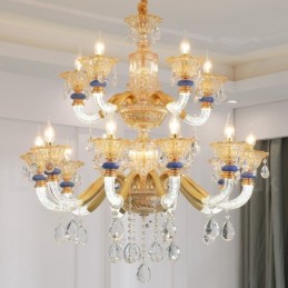 15 (10+5) Lehký moderní moderní šampaňský lustr s křišťálem