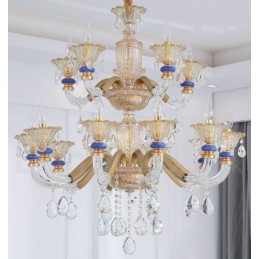 15 (10+5) Lehký moderní moderní šampaňský lustr s křišťálem