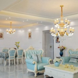 15 (10+5) Lehký moderní moderní šampaňský lustr s křišťálem
