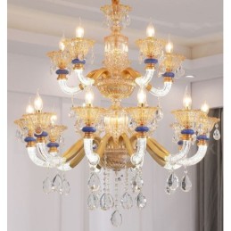 15 (10+5) Lehký moderní moderní šampaňský lustr s křišťálem