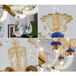 15 (10+5) Lehký moderní moderní šampaňský lustr s křišťálem