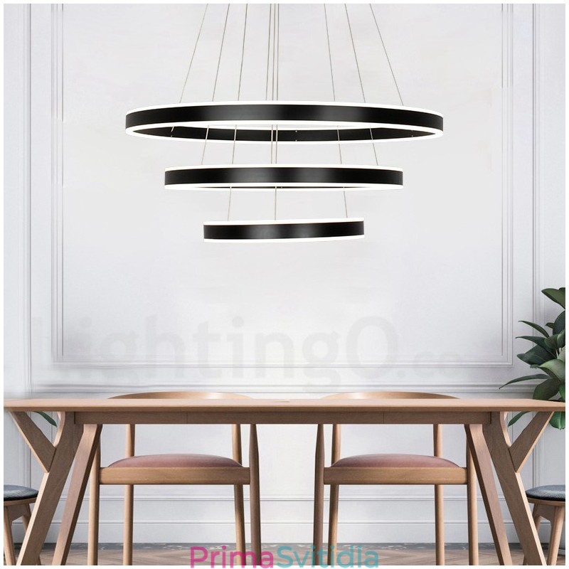 Stmívatelné Wi-Fi Smart 3 Ring Dvoupáskové moderní moderní závěsné světlo s akrylovým stínidlem