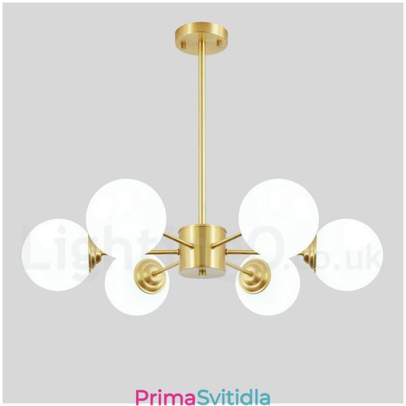 6 Light Pure Mosazný Lustr Fazole Severní Evropa Moderní kovové molekuly Závěsné světlo