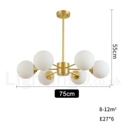 6 Light Pure Mosazný Lustr Fazole Severní Evropa Moderní kovové molekuly Závěsné světlo