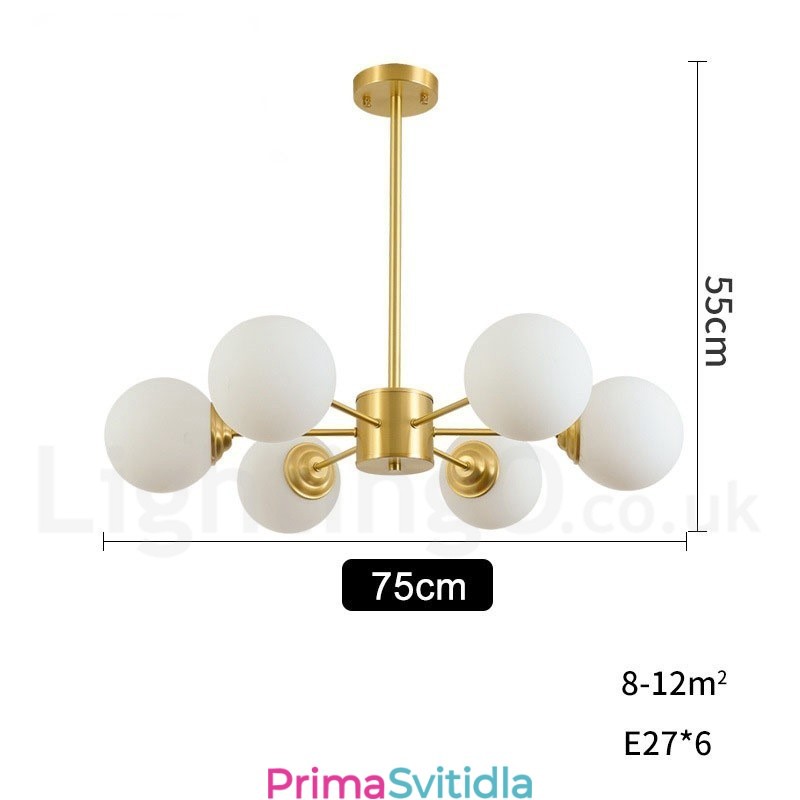 6 Light Pure Mosazný Lustr Fazole Severní Evropa Moderní kovové molekuly Závěsné světlo