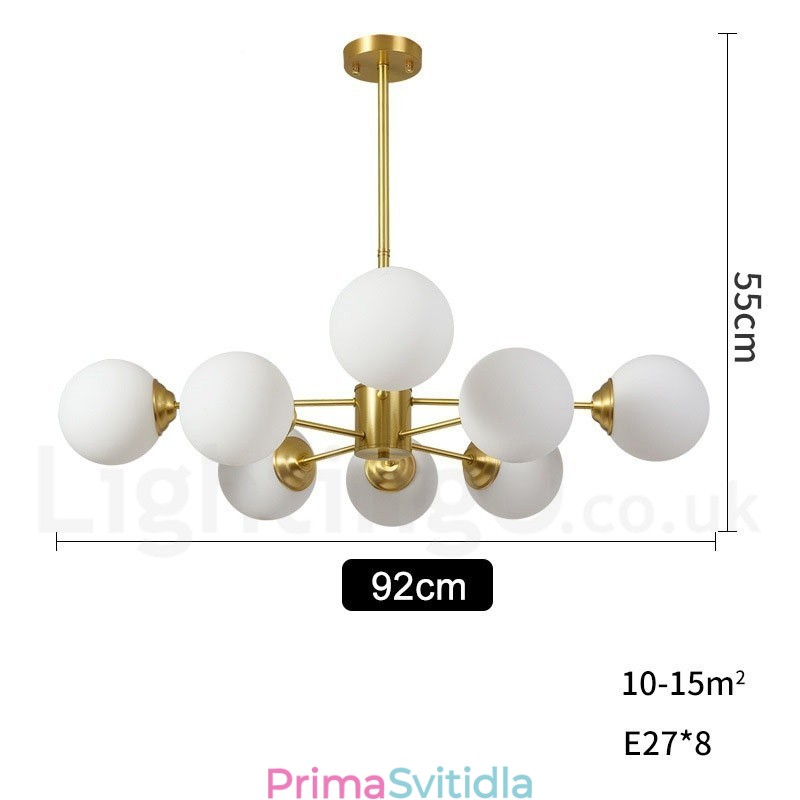 8 Light (4+4 Light) Dvoupatrový čistý mosaz Fazolový lustr Severní Evropa Moderní kovové Molekuly Závěsné světlo