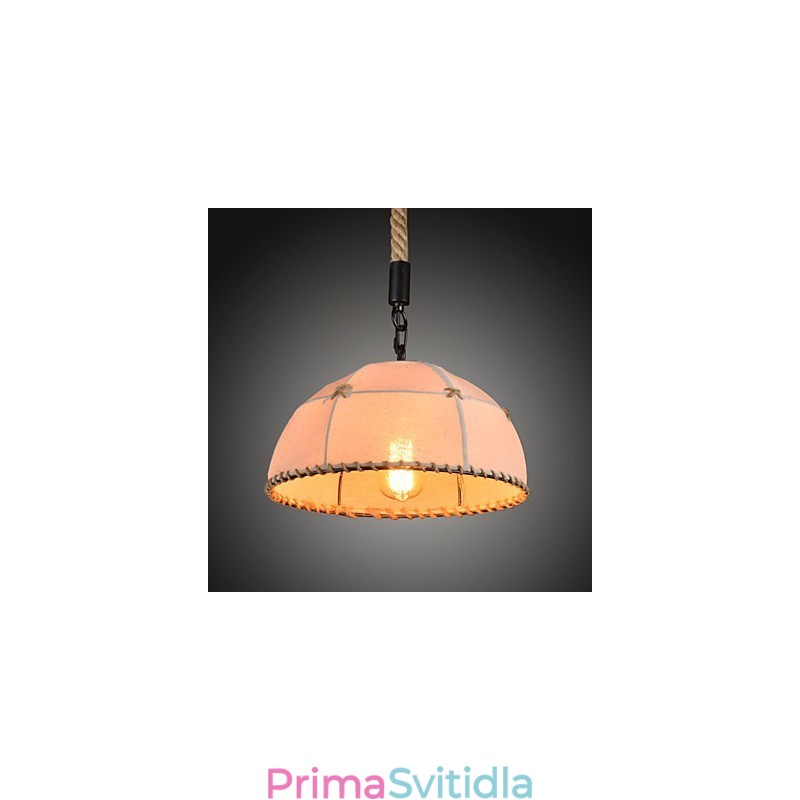 Retro ručně vyráběná krajská lustrová lampa z konopného lana v industriálním venkovském stylu