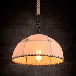 Retro ručně vyráběná krajská lustrová lampa z konopného lana v industriálním venkovském stylu