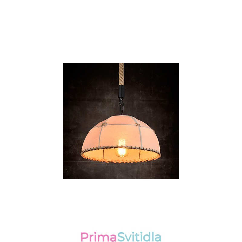 Retro ručně vyráběná krajská lustrová lampa z konopného lana v industriálním venkovském stylu