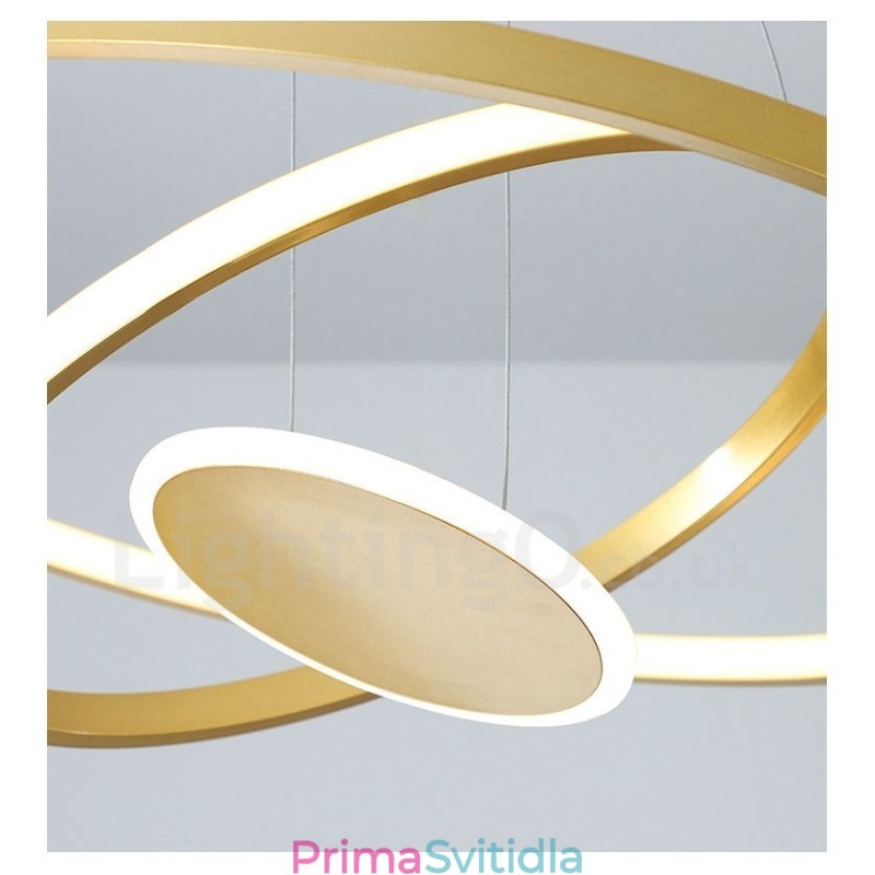 Tři kruhy moderní design Tři prsteny zlaté závěsné světlo s dálkovým ovládáním