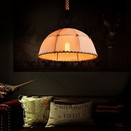 Retro ručně vyráběná krajská lustrová lampa z konopného lana v industriálním venkovském stylu