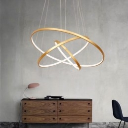 Stmívatelné závěsné světlo s dálkovým ovládáním Zlatý moderní design se třemi prstenci
