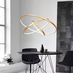 Stmívatelné závěsné světlo s dálkovým ovládáním Zlatý moderní design se třemi prstenci