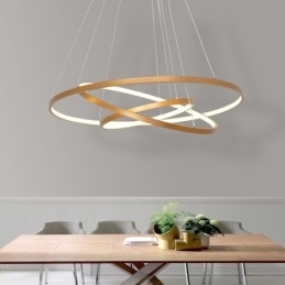 Stmívatelné závěsné světlo s dálkovým ovládáním Zlatý moderní design se třemi prstenci