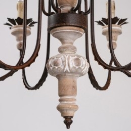 Country Vintage Wooden 6 Light Lustr Light