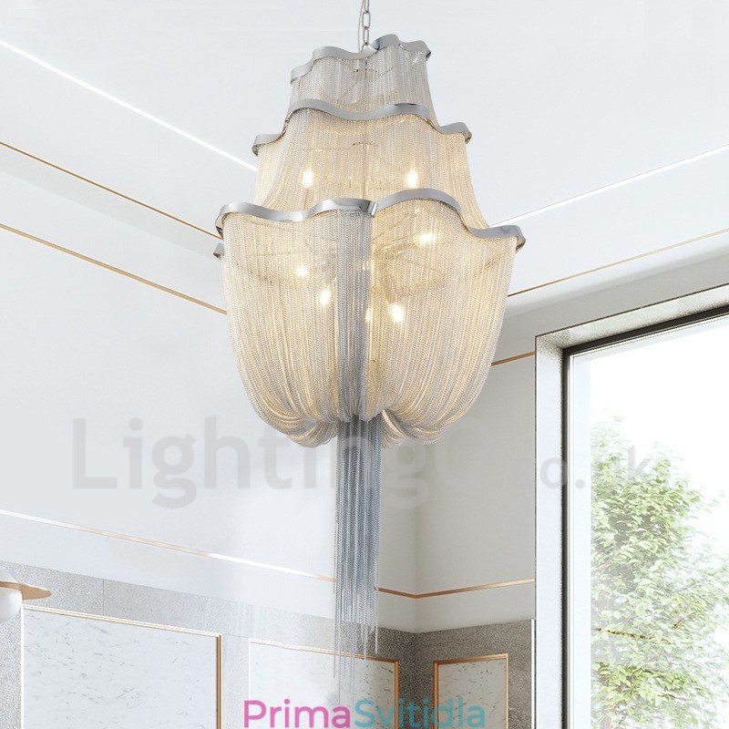 Designový přívěsek střapce Lustr Světle stříbrná zlatá barva