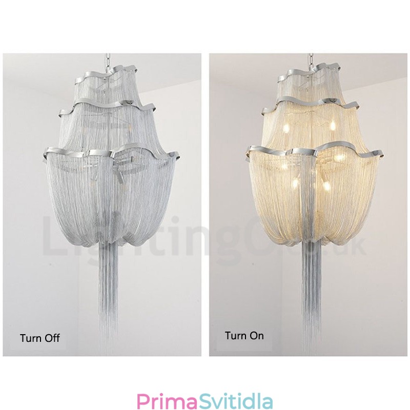 Designový přívěsek střapce Lustr Světle stříbrná zlatá barva