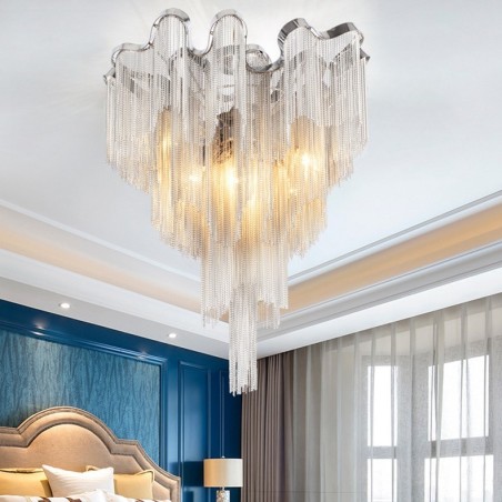 Střapce Lustr Designer Stropní Světle stříbrná zlatá barva Střapce Lustr Designer Stropní Světle stříbrná zlatá barva