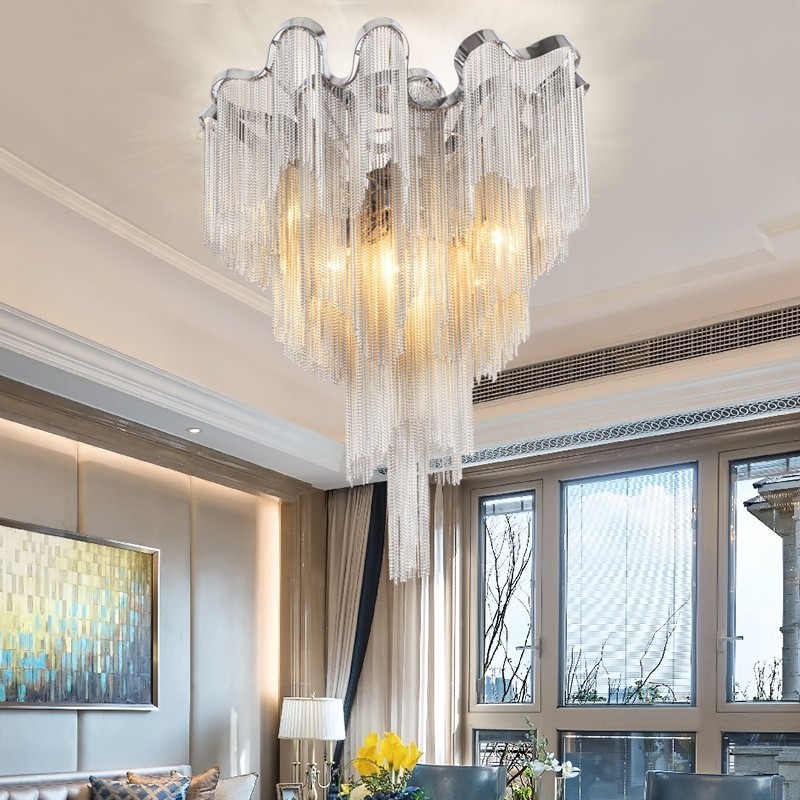Střapce Lustr Designer Stropní Světle stříbrná zlatá barva