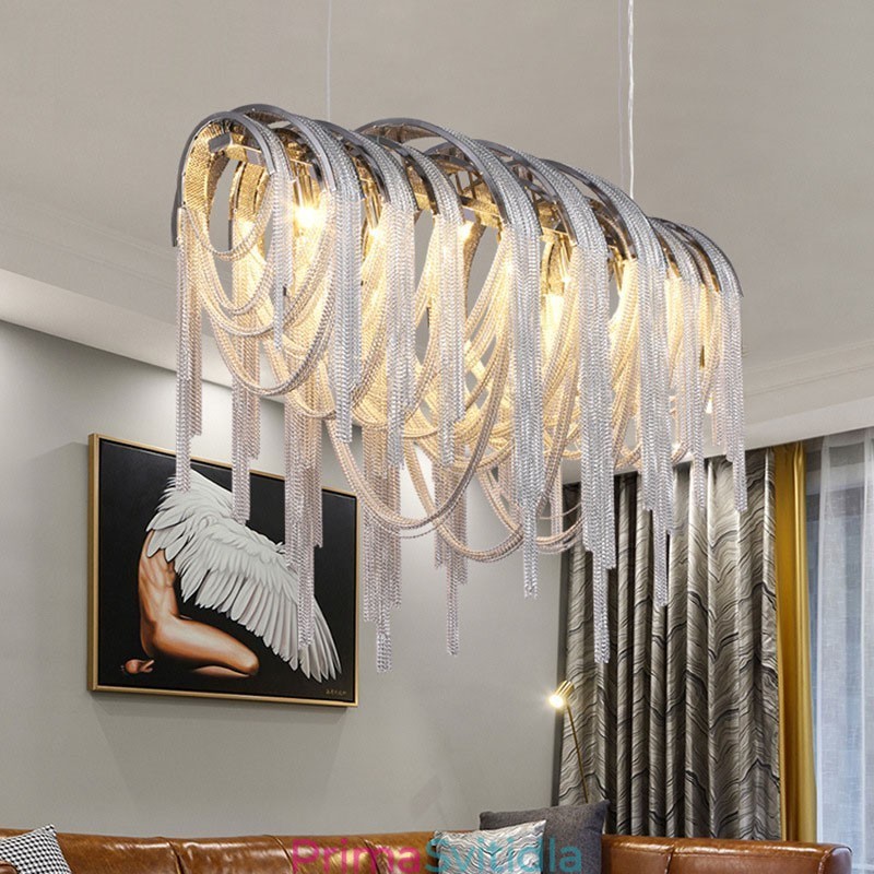 Designový přívěsek střapce Lustr Světle stříbrná zlatá barva