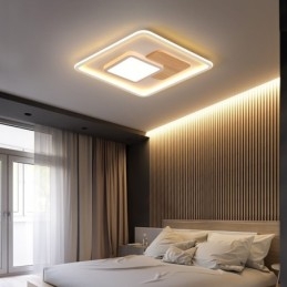 Dřevěná stmívatelná moderní moderní skandinávský styl čtvercová zapuštěná stropní svítidla s dálkovým ovládáním lze také použít jako nástěnné svítidlo