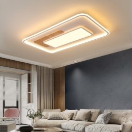 Dřevěná stmívatelná moderní moderní severský styl obdélníková stropní svítidla pro zapuštěnou montáž s dálkovým ovládáním lze také použít jako nástěnné svítidlo