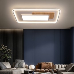 Dřevěná stmívatelná moderní moderní severský styl obdélníková stropní svítidla pro zapuštěnou montáž s dálkovým ovládáním lze také použít jako nástěnné svítidlo
