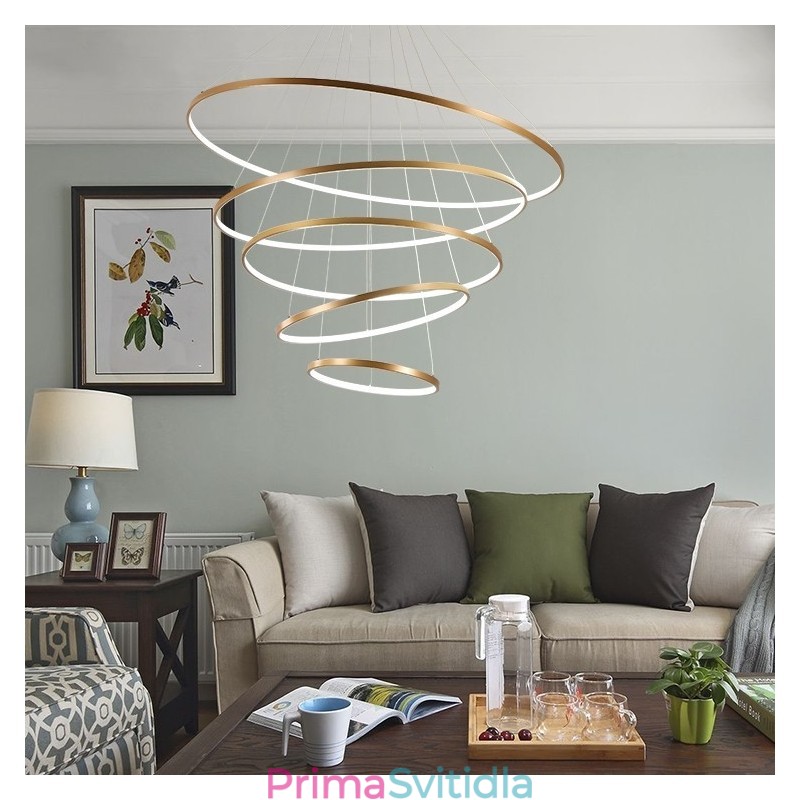 Velký 4 prsteny 5 prstenů černé bílé zlato přívěsek světlo moderní design