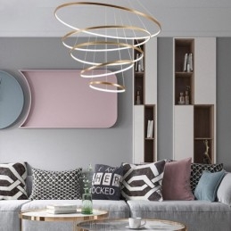 Velký 4 prsteny 5 prstenů černé bílé zlato přívěsek světlo moderní design