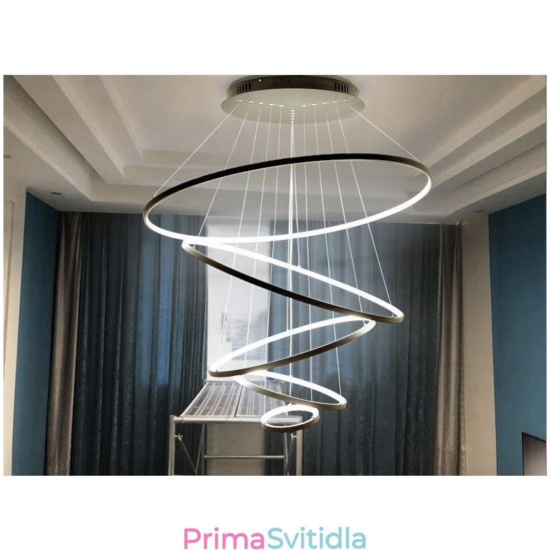 Velký 4 prsteny 5 prstenů černé bílé zlato přívěsek světlo moderní design