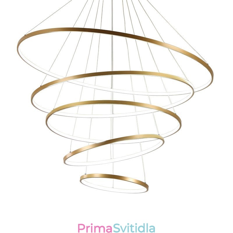 Velký 4 prsteny 5 prstenů černé bílé zlato přívěsek světlo moderní design