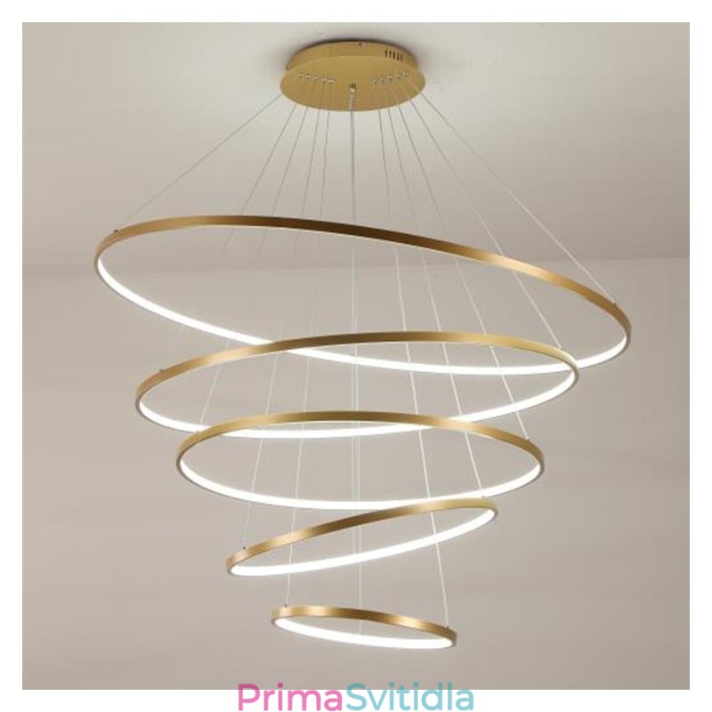 Velký 4 prsteny 5 prstenů černé bílé zlato přívěsek světlo moderní design