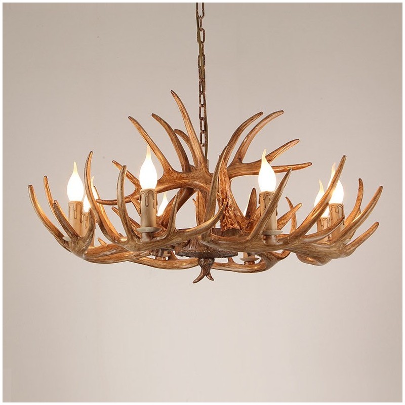 8 Lehký rustikální umělecký Retro Antler starožitný lustr