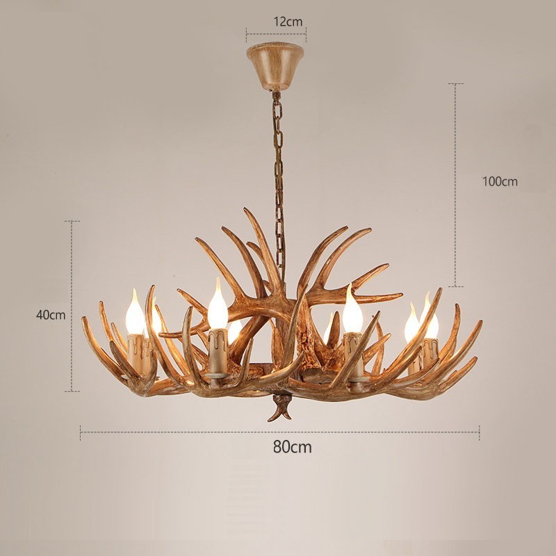 8 Lehký rustikální umělecký Retro Antler starožitný lustr