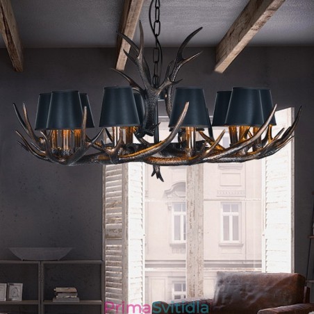 Retro starožitný lustr Antler se stínidly Retro starožitný lustr Antler se stínidly