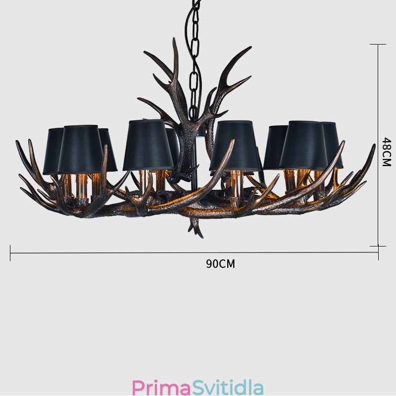 Retro starožitný lustr Antler se stínidly